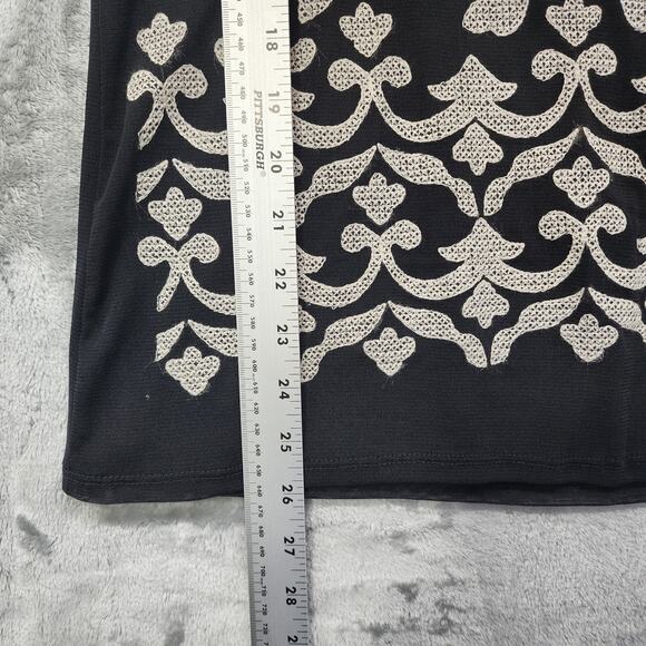 INC International Concepts Top Women M Black Embroidered Double Layer Sheer Mesh - Picture 7 of 8